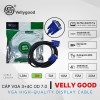 Cáp Vga 3m Vellygood (3+4) BC 100% lõi đồng, OD 7.0, Chống nhiễu, Full HD 60Hz