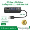 Hub Chia USB 2.0 ra 3 Cổng USB+Đầu Đọc Thẻ Veggieg V-C303 (Full VAT)