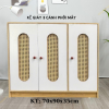 Kệ Gỗ Để Giày 3 Cánh Phối Mây