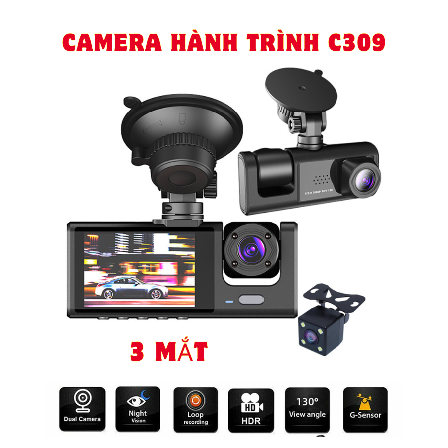 CAMERA 3 MẮT NGOÀI TRỜI XOAY 360 ĐỘ QUAN SÁT BAN ĐÊM CÓ MÀU